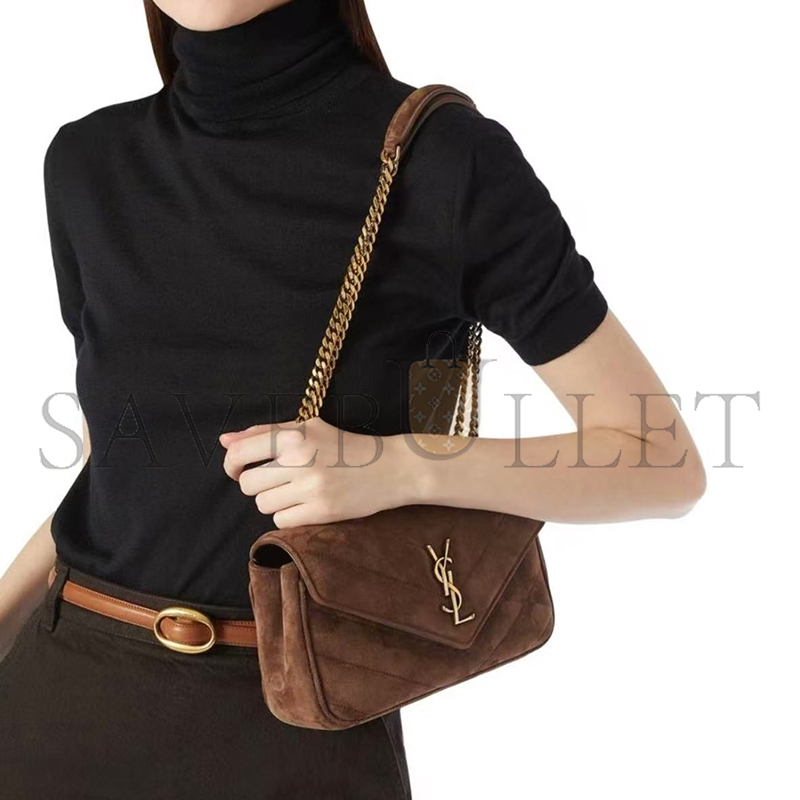 YSL LOULOU SMALL IN MATELASSÉ SUEDE 801437 (24*14*6cm)